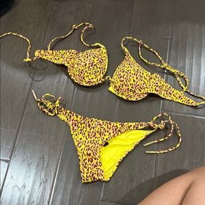 Yellow Leopard Print Bikini Set